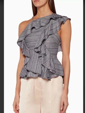 Acler Ruffled Bray bodice top navy size 2